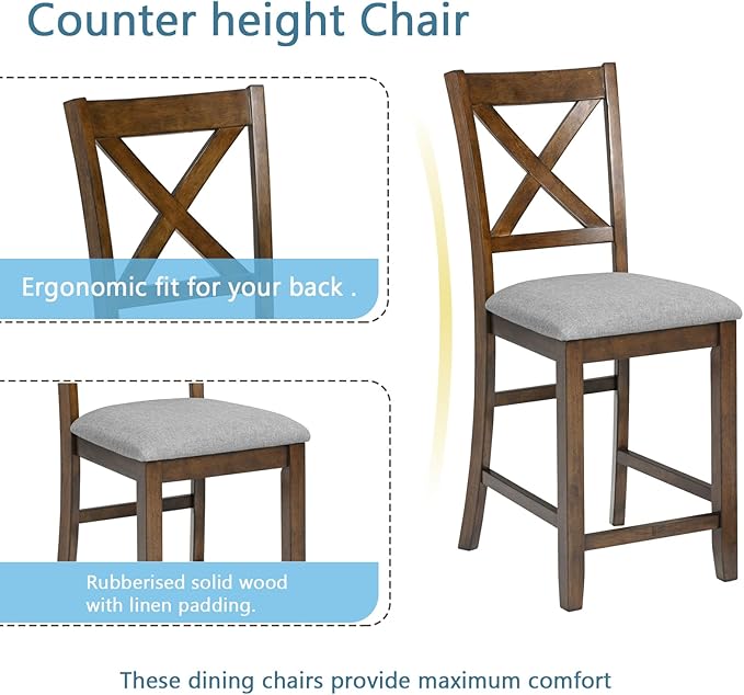 KEIKI 5-Piece Counter Height Dining Table Set - Image 6