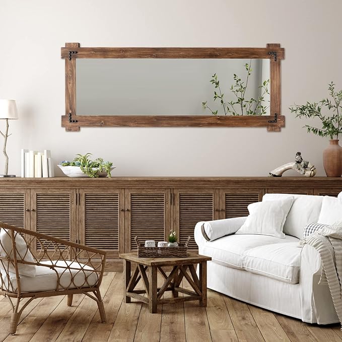 MeMoreCool Rustic Full Length Farmhouse Mirror, Oversized Decorative Floor - Image 4