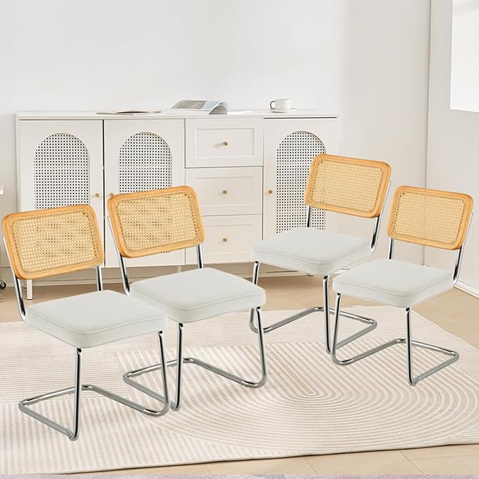 VEVOR Rattan Dining Chairs Set of 4, Mid Century Modern Dining Chair, - Image 2