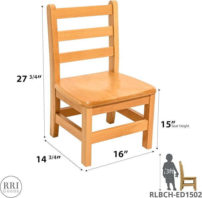 Kids Wooden Chair Set, Fully Assembled Youth Ladderback Wood Chairs - Image 2