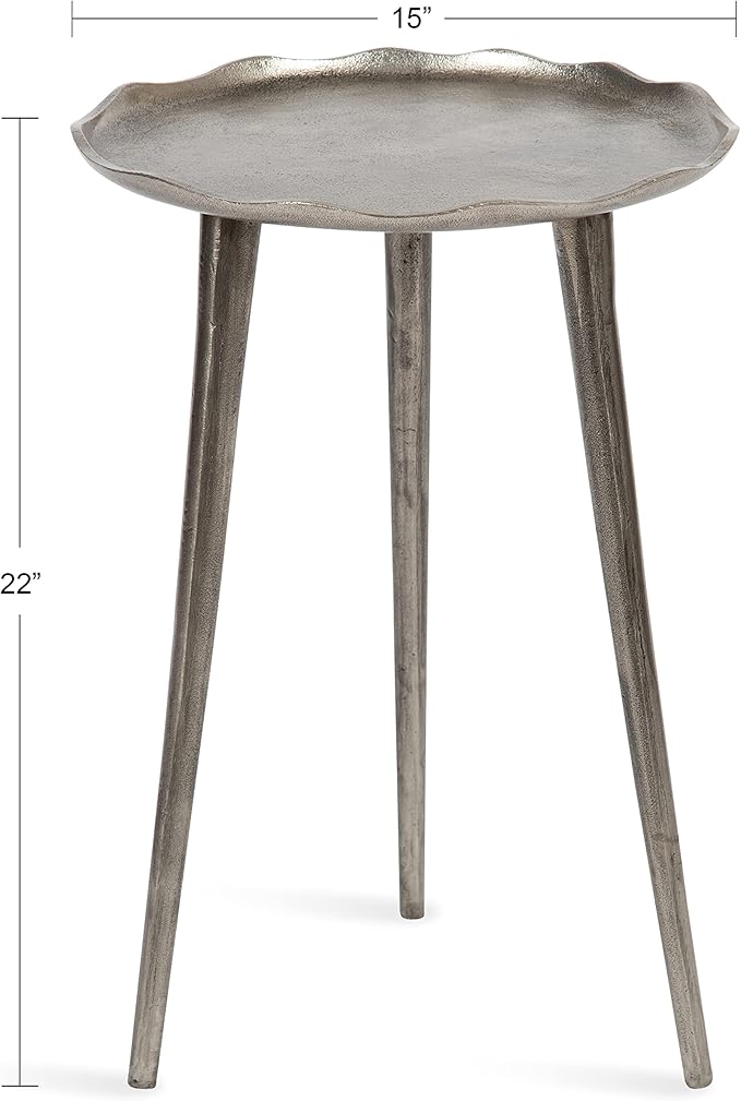 Kate and Laurel Alessia Modern Round Metal Side Table; 15 x 15 x 22; Silver; - Image 3