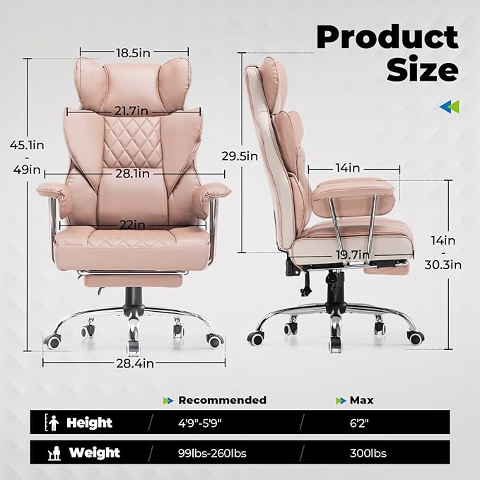 COMHOMA Big and Tall Office Chair, High Back Leather Gaming Chair - Image 2
