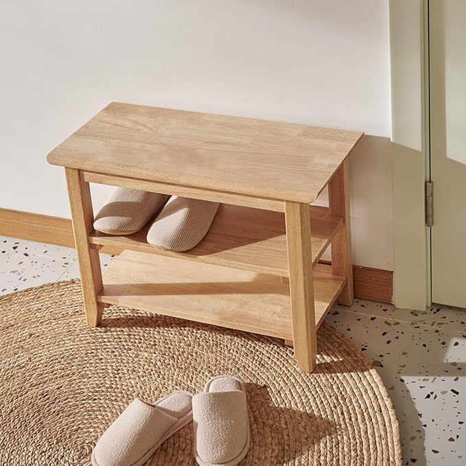 XKZG Storage Bench Wooden Shoe Rack Bench Simple Style Wood Entryway Bench - Image 7