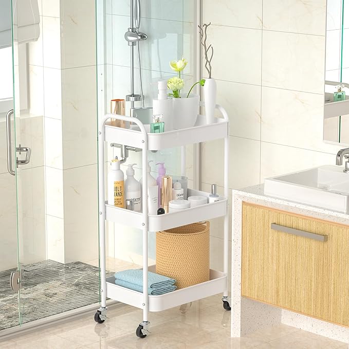 3-Tier Rolling Metal Storage Cart - Image 3