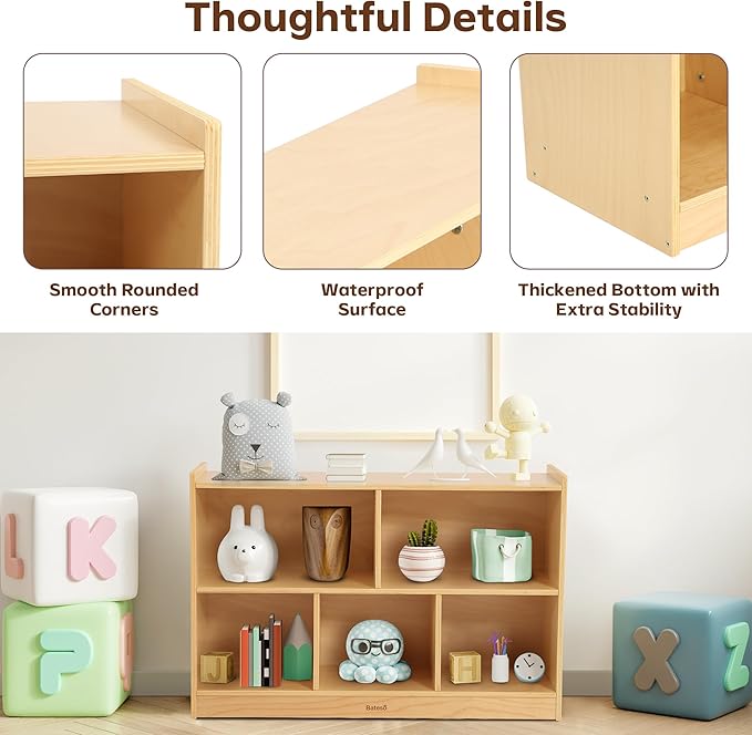 Toy Storage Organizer for Kids Room, Wooden Kids Bookshelf for Classroom - Image 6
