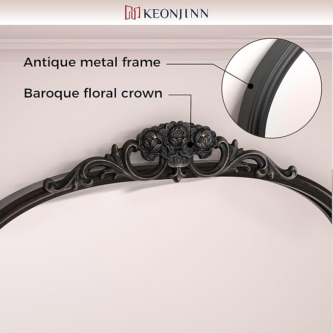 Keonjinn Antique Arch Mirror 20" x 30", Baroque Decorative Mirrors - Image 3
