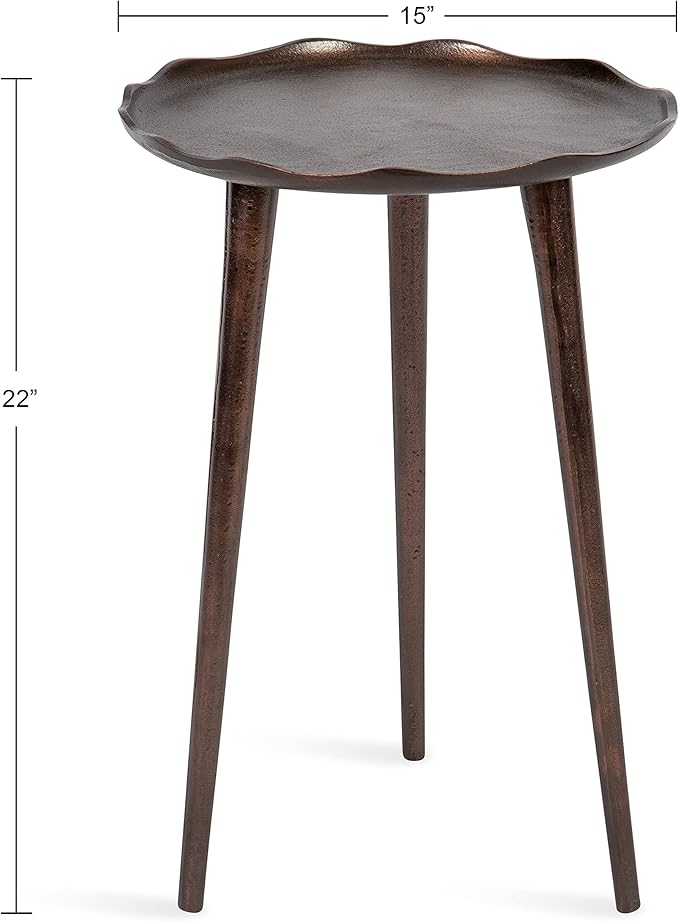 Kate and Laurel Alessia Modern Round Metal Side Table; 15 x 15 x 22; Bronze; - Image 3