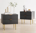 Black Nightstand for Bedroom, Fluted Night Stand Set of 2, Mid Century Modern by Algherohein