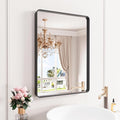 Black Bathroom Mirror 24X32 Inch, Rounded Rectangle Matte Bathroom Vanity Mirror by JISOSO