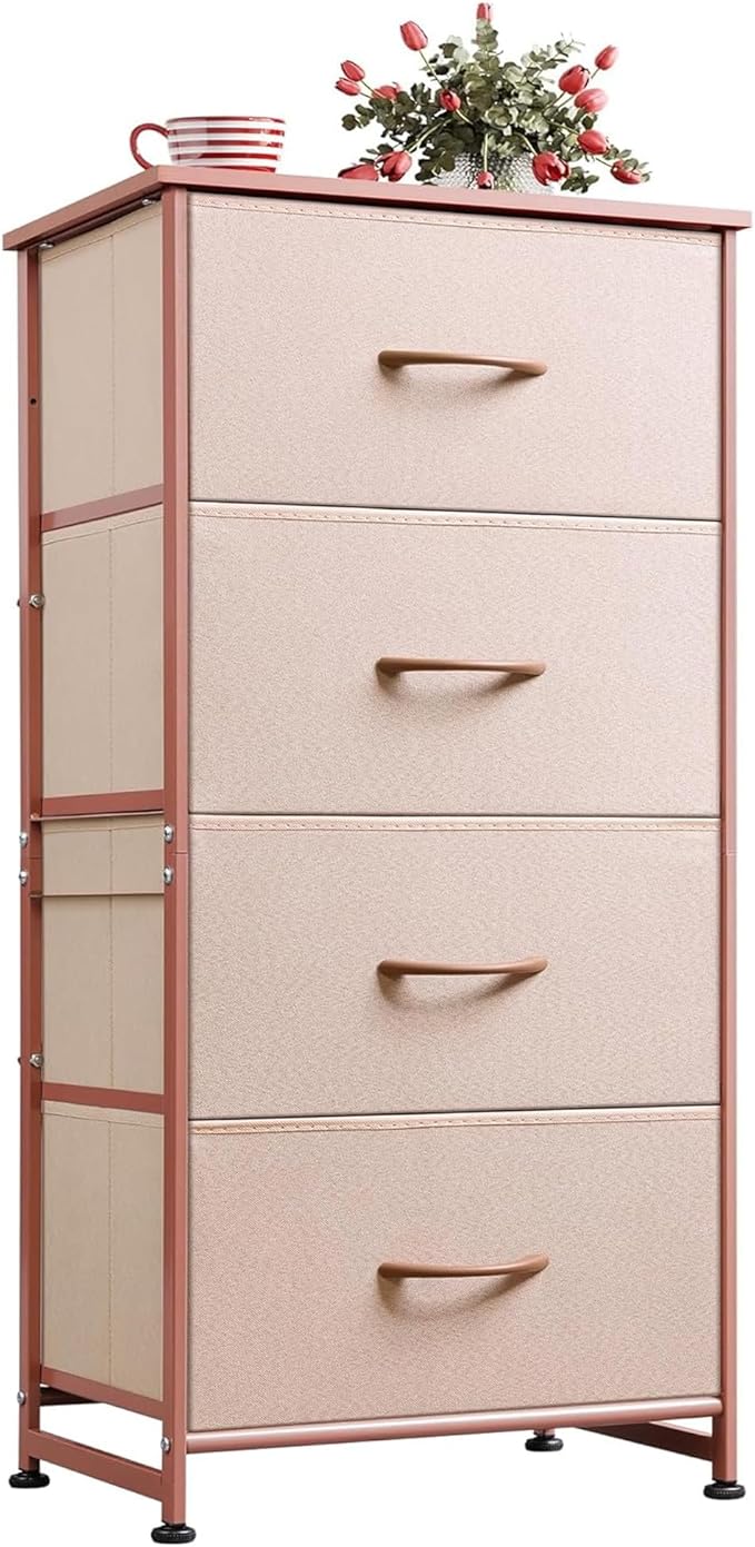 WLIVE 4 Drawers Dresser for Bedroom, Dresser for Hallway, Sturdy Steel Frame by WLIVE