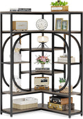 LITTLE TREE Large Corner Bookshelf Industrial Bookcase by LITTLETREE