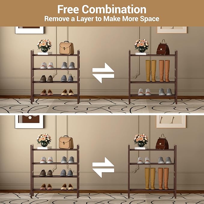 Haddockway Bamboo Shoe Rack for Closet, Free Standing Shoe Organizer - Image 7