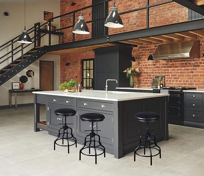 Diwhy Industrial Vintage Counter Stool, Kitchen Counter Height Adjustable - Image 2