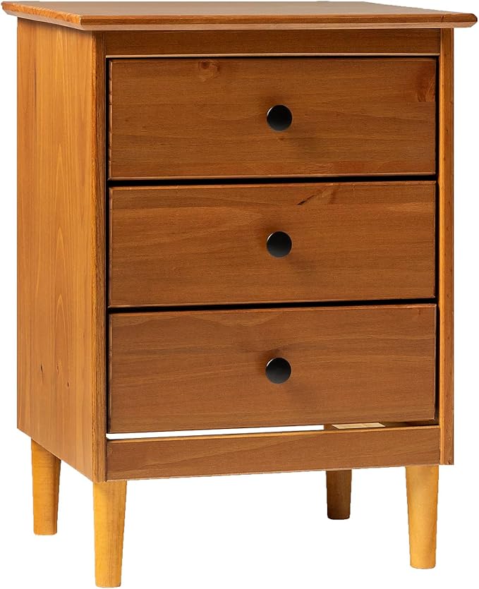 Walker Edison Traditional Wood 3 Drawer Nightstand Side Table Bedroom Storage by WalkerEdison