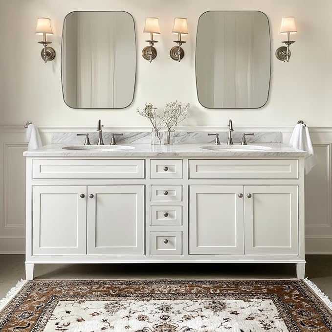 ANDY STAR Brushed Nickel Oblong Mirror, 32x40 Inch Brushed Nickel Oval Mirror - Image 6