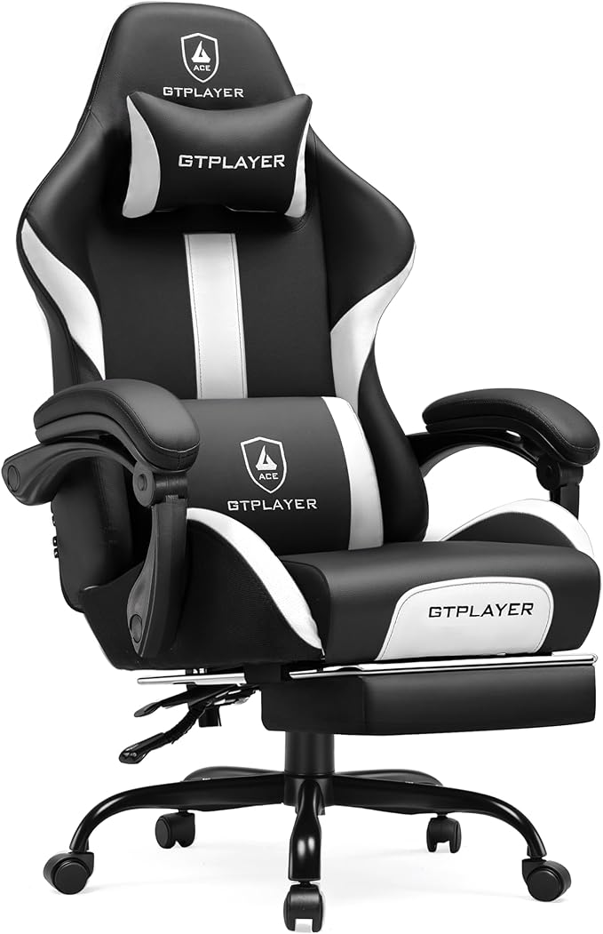 GTRACING Gaming Chair with Foot Rest & Pocket Spring Cushion, Ergonomic High by GtracingDirect