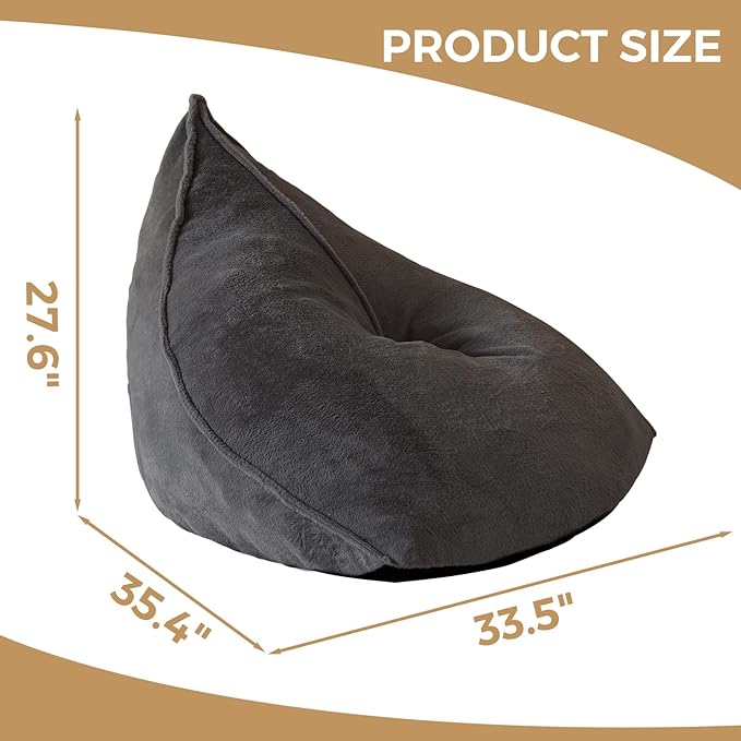 BYBYME Bean Bag Chairs Sherpa Lazy Sofa, Giant Beanbag Chairs - Image 2