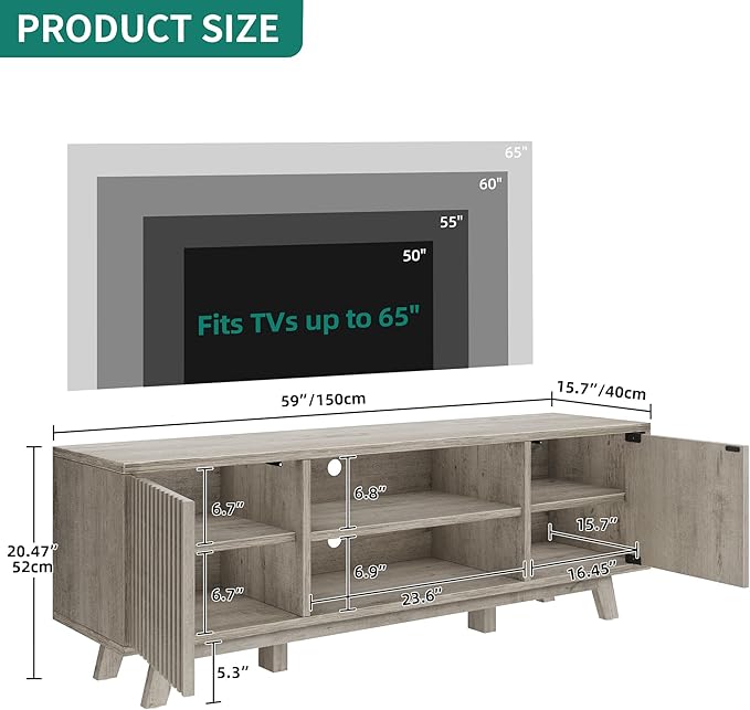YITAHOME Television Stand for Living Room, Fluted TV Stand - Image 2