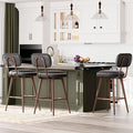 Swivel Bar Stools Set of 3, Mid Century PU Leather Counter Height Bar Chairs by Unknown