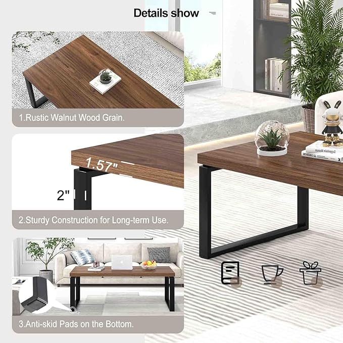 EXCEFUR Modern Coffee Table, Industrial Center Table - Image 5