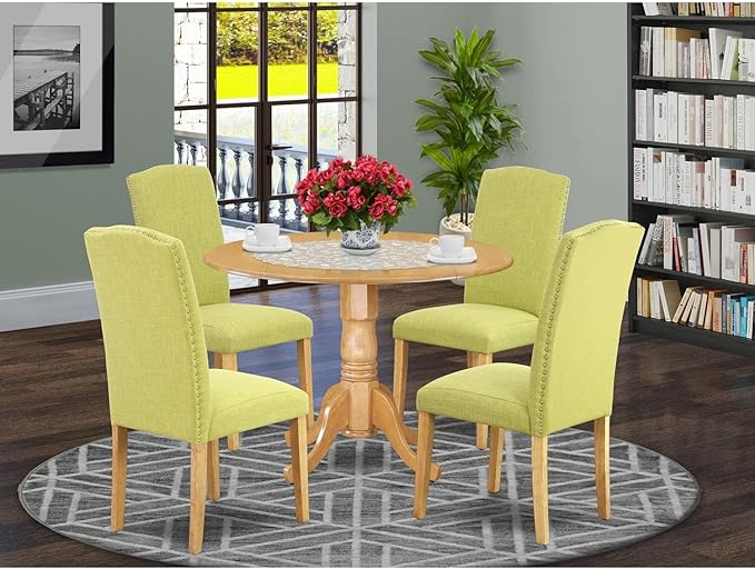 East West Furniture DLEN5-OAK-07 5 Piece Kitchen Table & Chairs Set Includes a - Image 6