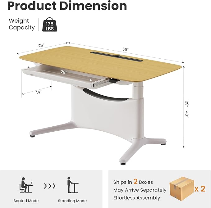 COLAMY Electric Adjustable Standing Desk – 48 x 28 Inch Sit Stand Desk - Image 2
