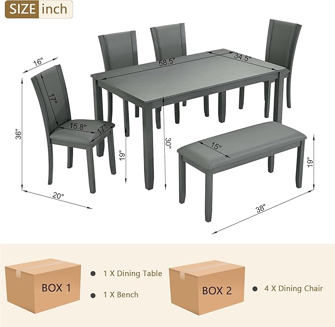 KEIKI 6-Piece Standard Height Dining Table Set - Image 3