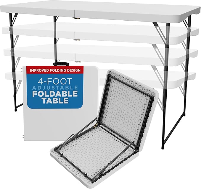 Sorfey Folding Table 4-Foot X 24 inch, Adjustable to 4 Heights by Sorfey