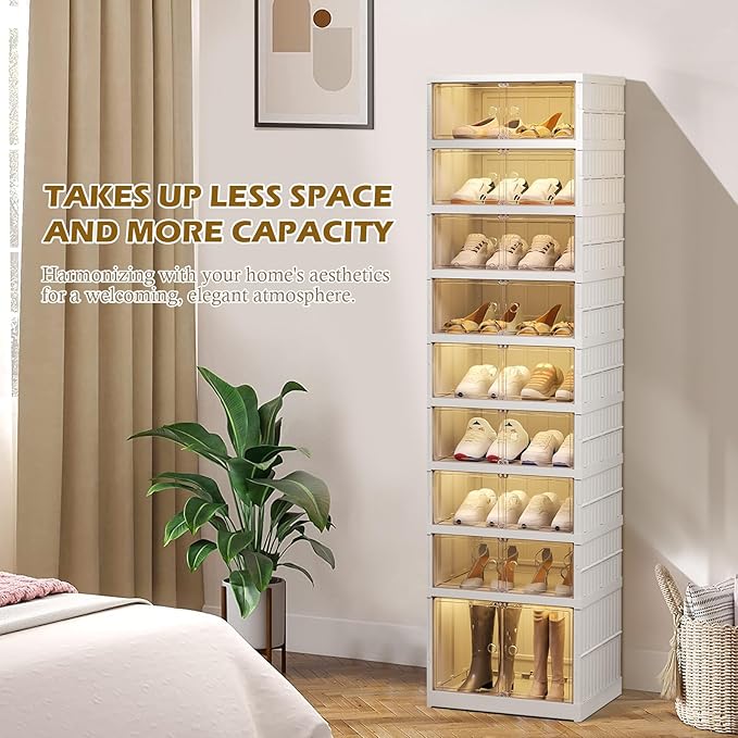ELPHECO 9 Tier 18 Pairs Shoe Rack Organizer Foldable Sneaker Cabinet Bins - Image 6