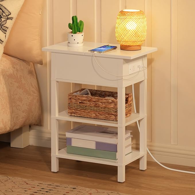 HOOBRO End Table with Charging Station, Flip Top Side Table with USB Ports - Image 4
