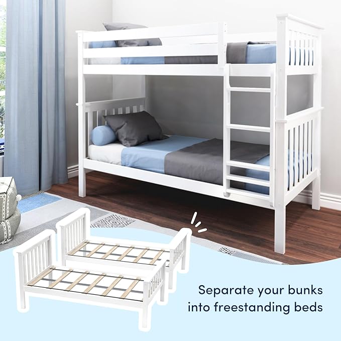 Max & Lily Bunk Bed Twin over Twin, Solid Wood Bunk Bed Frame - Image 5