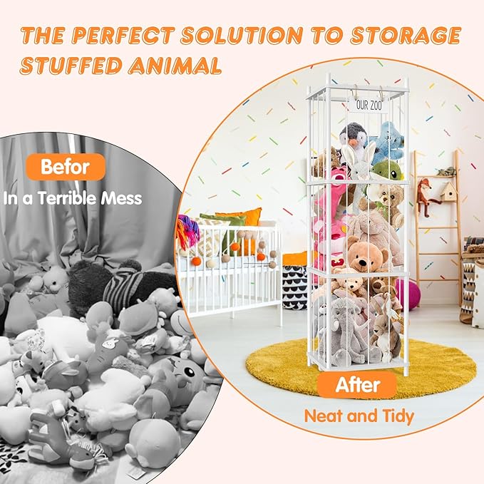 Stuffed Animal Storage, 54 inch Large Plushy Organizers, Wood Stuffed Animal - Image 4