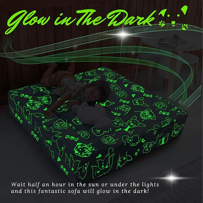 MeMoreCool Kids Sofa Couch, Glow in Dark Toddler Chair Fold Out, Modular Play - Image 4