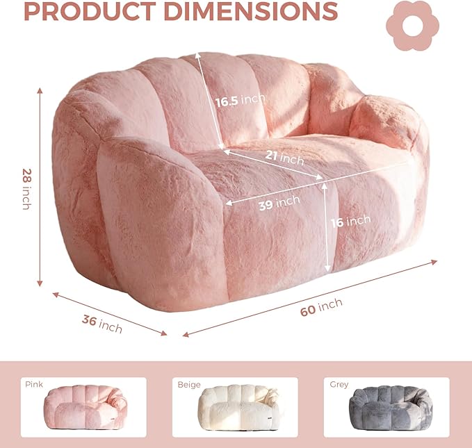 MAXYOYO Bean Bag Chair for Adults, Loveseat Floral Shaped Bean Bag Sofa - Image 2