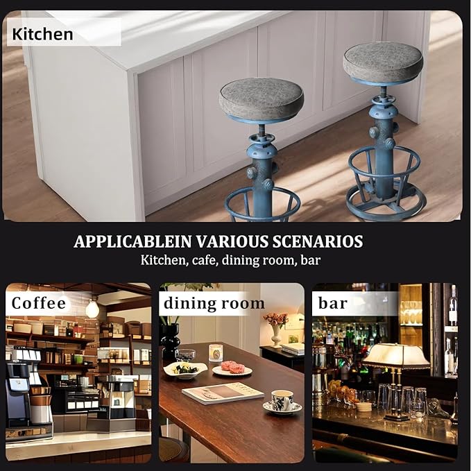 Industrial Bar Stool with Cushioned PU Seat 24.8-30.3inch Height Adjustable - Image 4