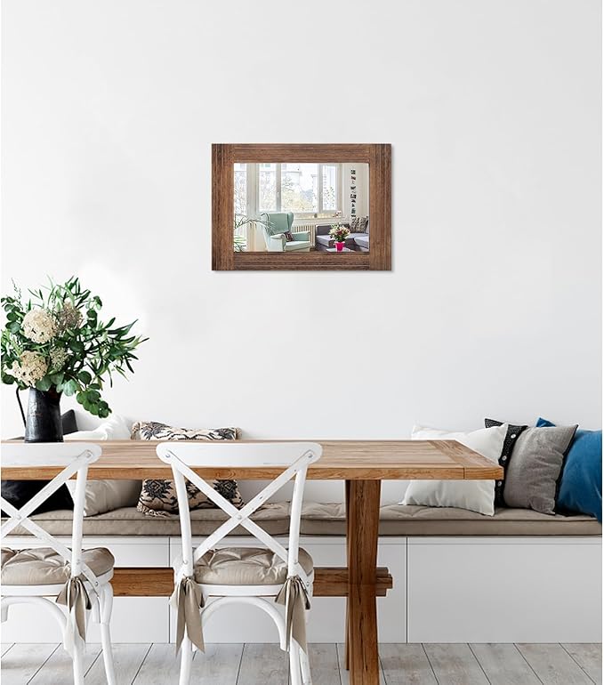 Wood Mirror Rectangular Framed Rustic Vintage Mirrors Decor Farmhouse Bedroom - Image 2