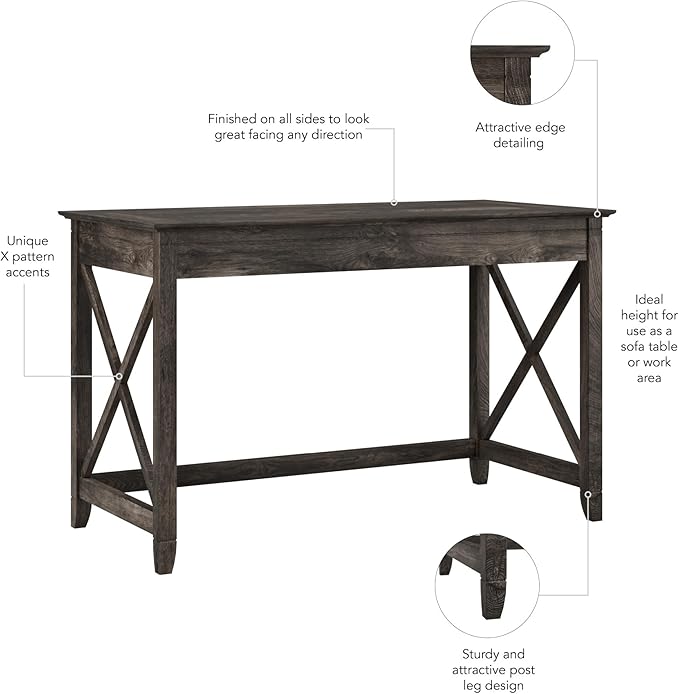 Bush Furniture Key West 48W Writing Desk in Dark Gray Hickory - Image 5