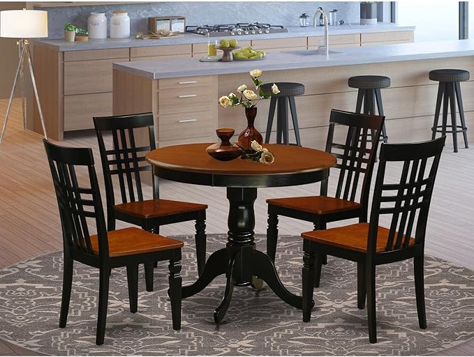 East West Furniture ANLG5-BCH-W 5 Piece Modern Dining Table Set Includes a - Image 6