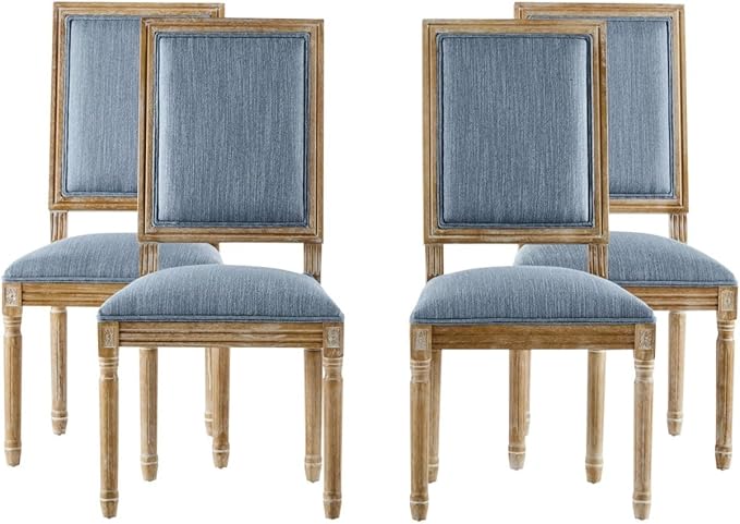 Merax Upholstered Solid Wood Dining Chairs Set of 4, French Country Style - Image 6