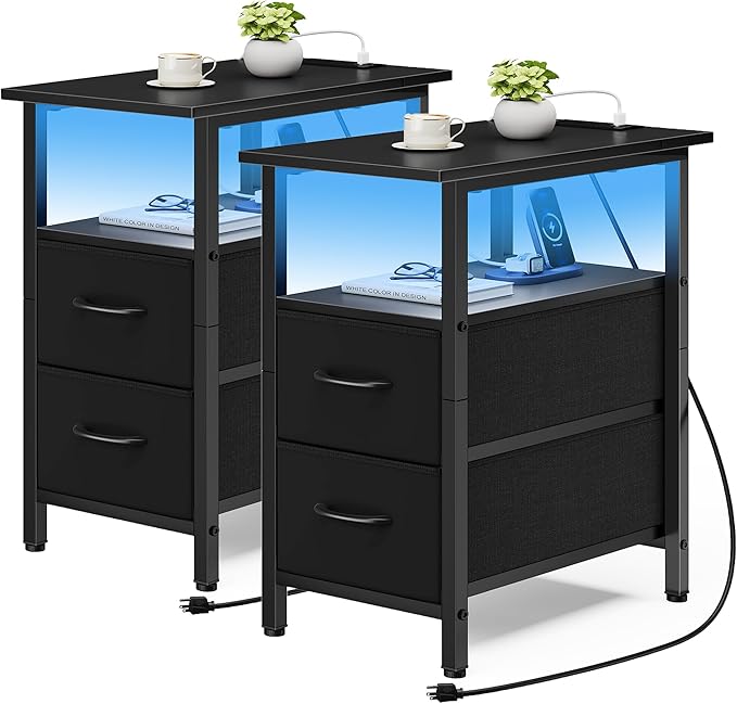 Vagusicc Set of 2 Black Nightstand by Vagusicc