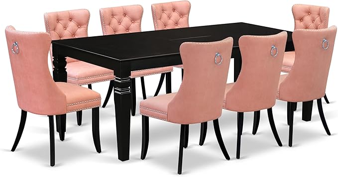 East West Furniture LGDA9-BLK-23 9 Piece Kitchen Set Consists of a Rectangle by EastWestFurniture