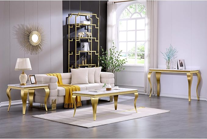 Gold End Table, Modern Square Living Room End Table - Image 6