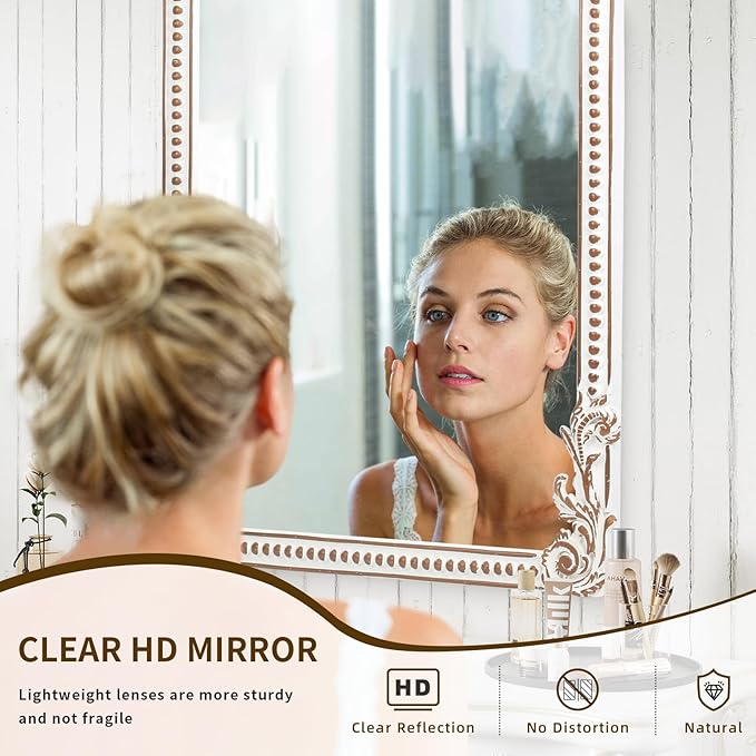 25x35 Inch Baroque Arched Wall Mirror Wooden, Rustic Farmhouse Decorative - Image 5