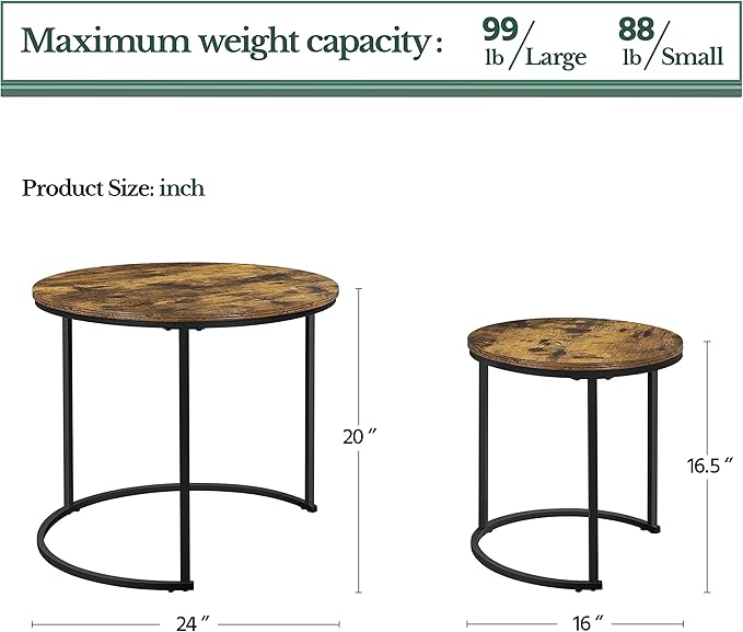Yaheetech Nesting Coffee Table, Round Coffee Table - Image 3