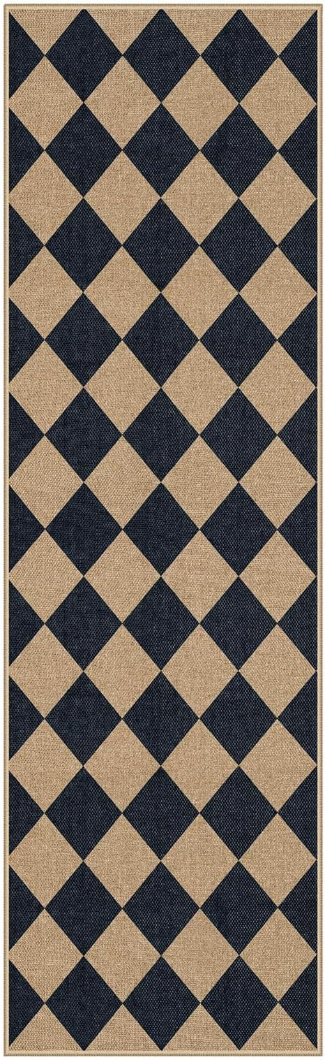 Lahome Checkered Easy Jute Runner Rug, 2x8 Hallway Kitchen Runner Rug Non Slip - Image 8