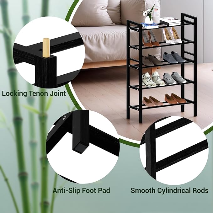 Haddockway Bamboo Shoe Rack for Closet, Free Standing Shoe Organizer - Image 8