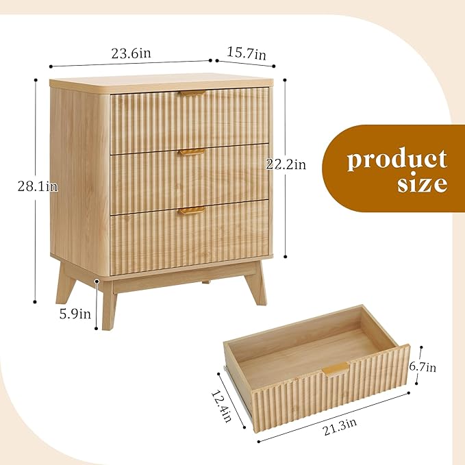 LYNCOHOME Fluted Nightstand - Image 2