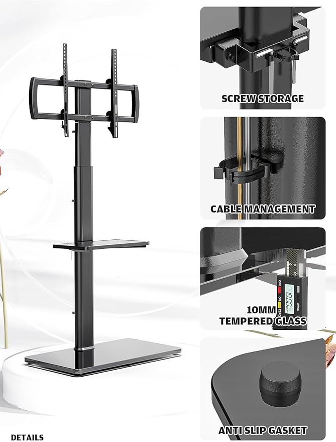 Universal Floor TV Stand with Mount 80 Degree Swivel Height Adjustable and - Image 7