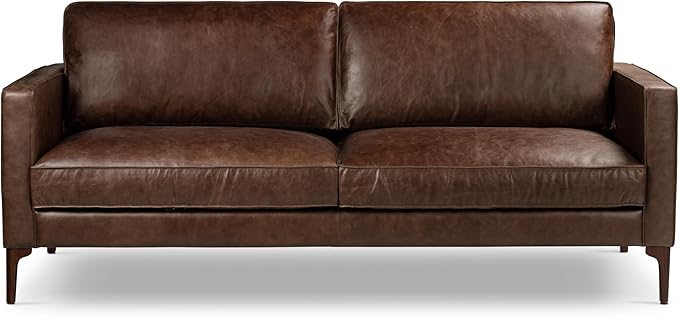 POLY & BARK Mateo Leather Sofa in Chocolate Brown by POLYBARK