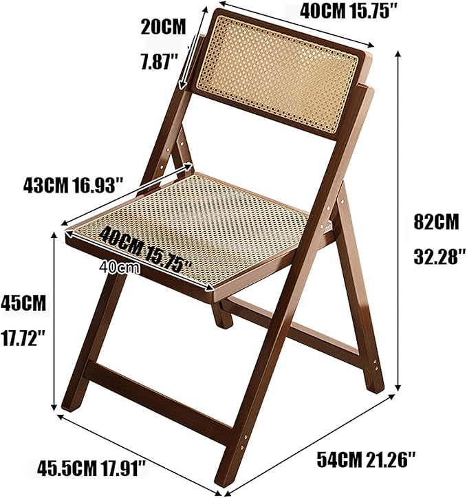 KISKIS Wooden Rattan Folding Chairs Portable Save Space Kitchen Dining Chair - Image 2